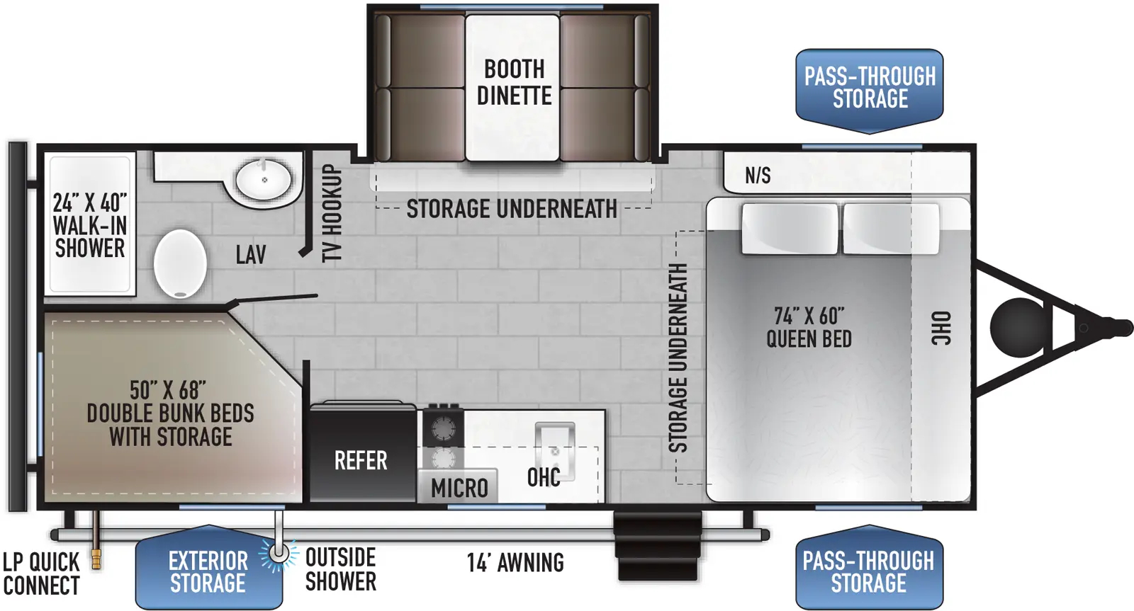 2025 EAST TO WEST RV DELLA TERRA 181BHSLE, , floor-plans-day image number 0